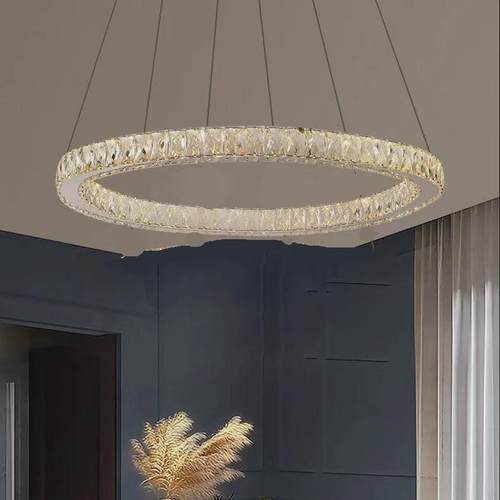 轻奢圆环水晶客厅吊灯2023新款简约现代大气智能卧室餐厅吊灯