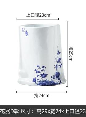 景德镇青花瓷花瓶高温可水培中式陶瓷青花饰品陶瓷花瓶摆件花瓶