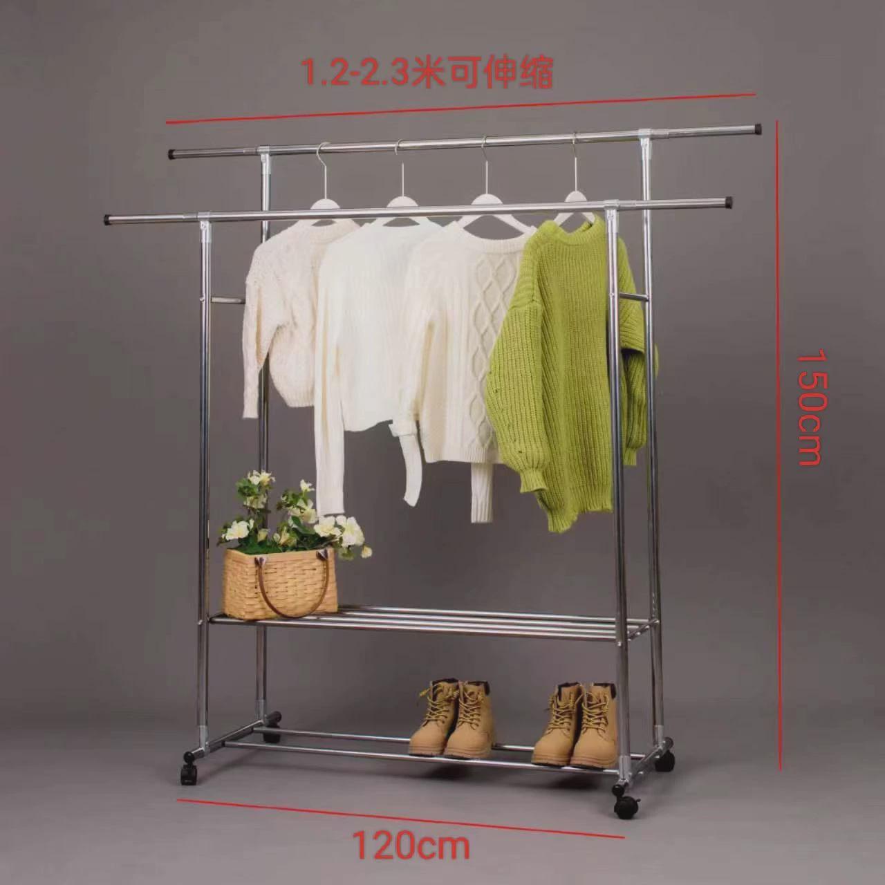 不锈钢晾衣架落地立式晒被子家用室内外阳台伸缩晾衣杆晒衣架