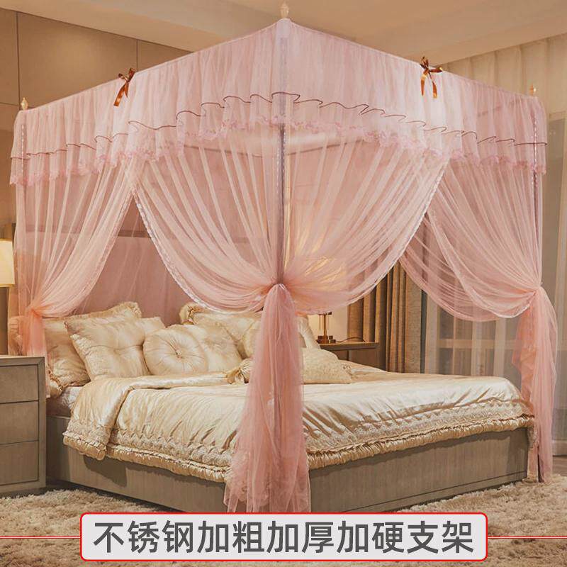 7l8k蚊帐家用方便拆洗防尘顶落地宫廷支架加密加厚1.8米床三开门