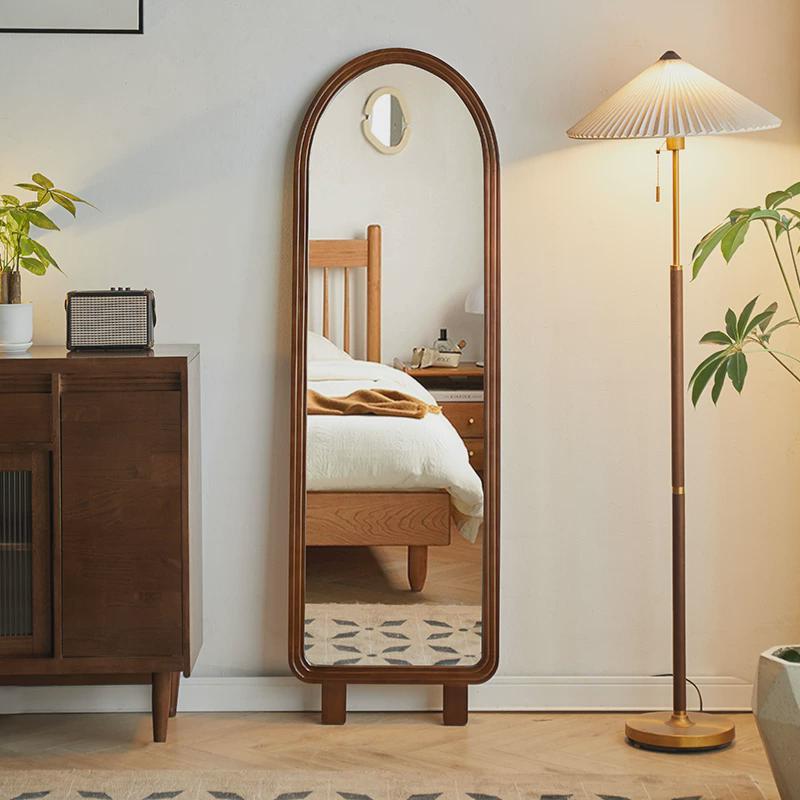 穿衣镜立式家用卧室试衣镜壁挂贴墙镜子ins风北欧实木全身落地镜