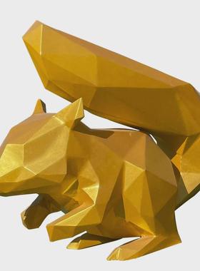 不锈钢切面松鼠仿真动物雕塑商场家居装饰动物园卡通草地落地摆件