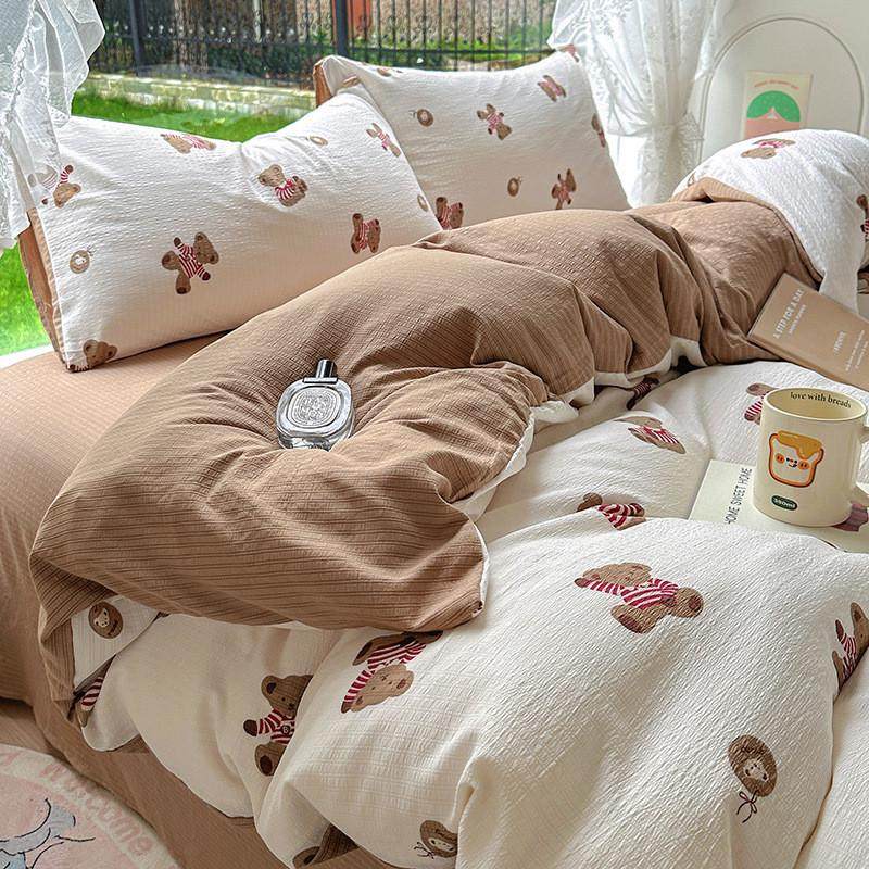 2024新款爆款简约亲轻奢肤柔肤床上床单被四季款套舒适三四件套,床上用品,床品套件/四件套/多件套,淘宝优惠券,粉丝福利购,淘宝优惠卷