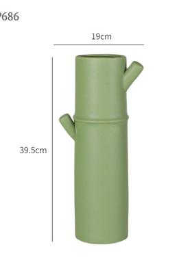 陶瓷花瓶花器创意插花摆件仿竹子中式家居插竹筒客厅竹节配饰玄关