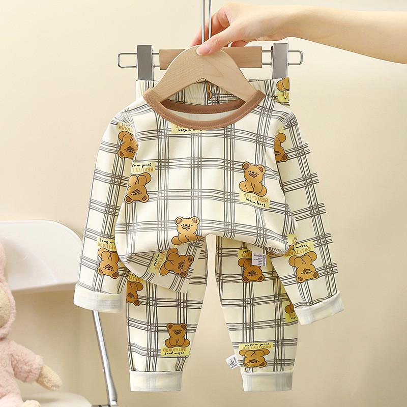 儿童内衣套装宝宝秋季新款男童家居服女童衣服莱卡棉睡衣童装批发