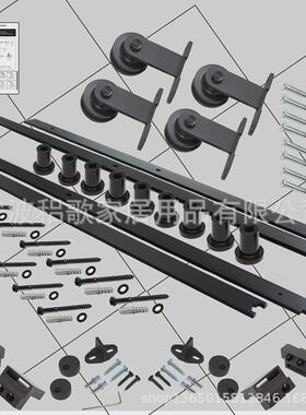 黑色磨砂吊坠型顶装美式轨滑轮吊仓谷门移门吊轮五金配件