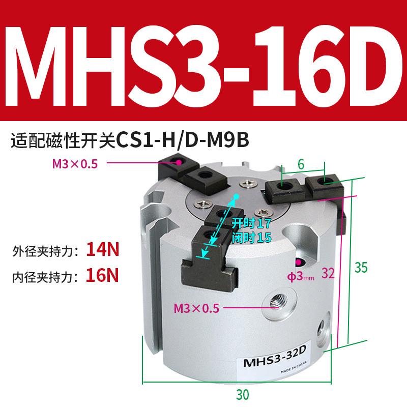 smc型二爪三爪夹爪气动mhs手指四爪气缸2/3/4-16d20d25d32d40d63d