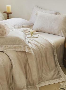 ri0t法式蝴蝶雕花80支兰精天丝四件套夏季凉感裸睡冰丝床上用