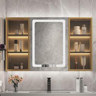 实木置物柜浴室镜柜单独挂墙式除雾镜箱带灯卫生间梳妆镜子带智能