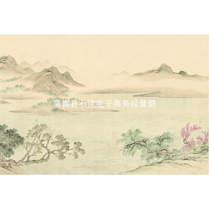 s祳1暖色古典祳新客厅壁纸山水中式电视背景墙纸s影视装饰墙墙布