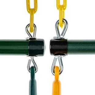 秋千重型带吊杆塑料涂层链和钢加固模压吊环后院猴子棒