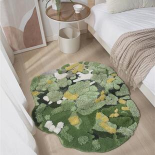 机织腈纶地毯地垫创意爱心绿色艺术毯设计师款客厅卧室床边垫