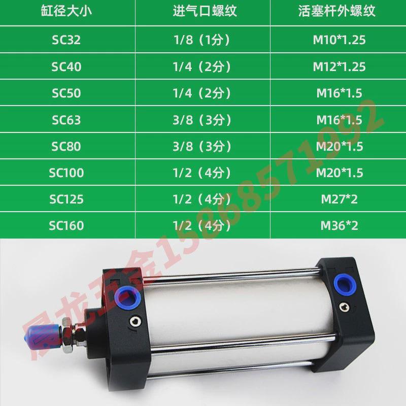 sc63气缸小型气动大推力气缸32405063拉杆式气顶行程长加长型