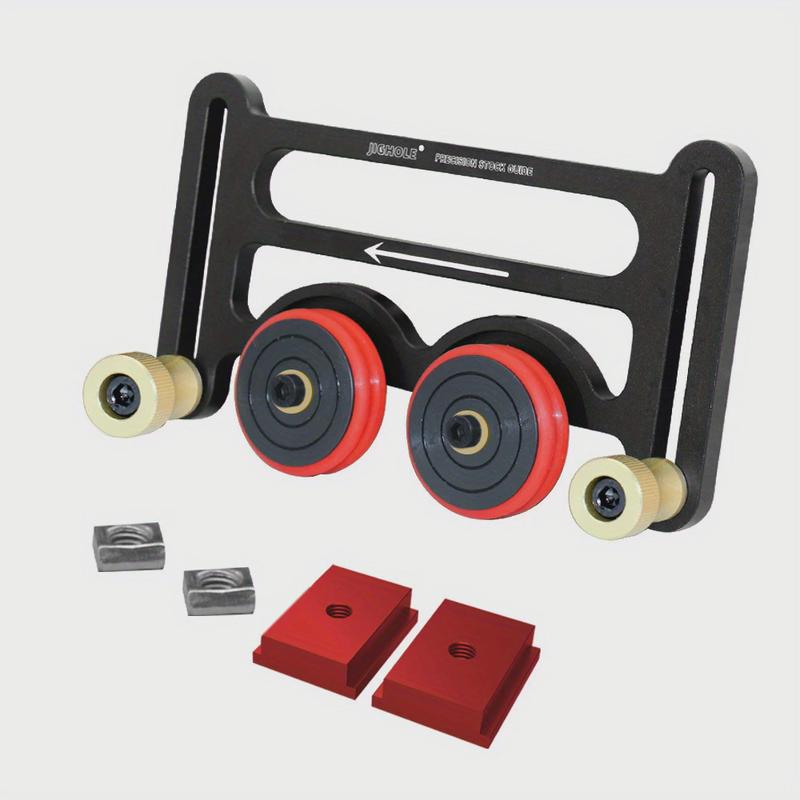 木工台锯库存导轨，带滑动块的双通用羽毛板，双轮单向料器压轴承