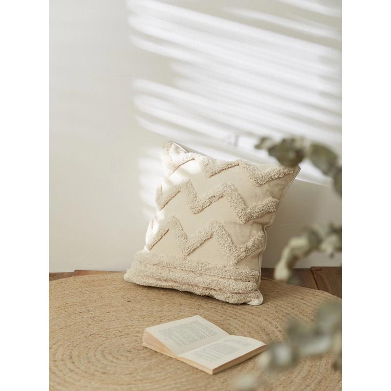 北欧靠垫套沙发枕含芯毛绒枕套簇绒几何客厅抱枕绣花工艺