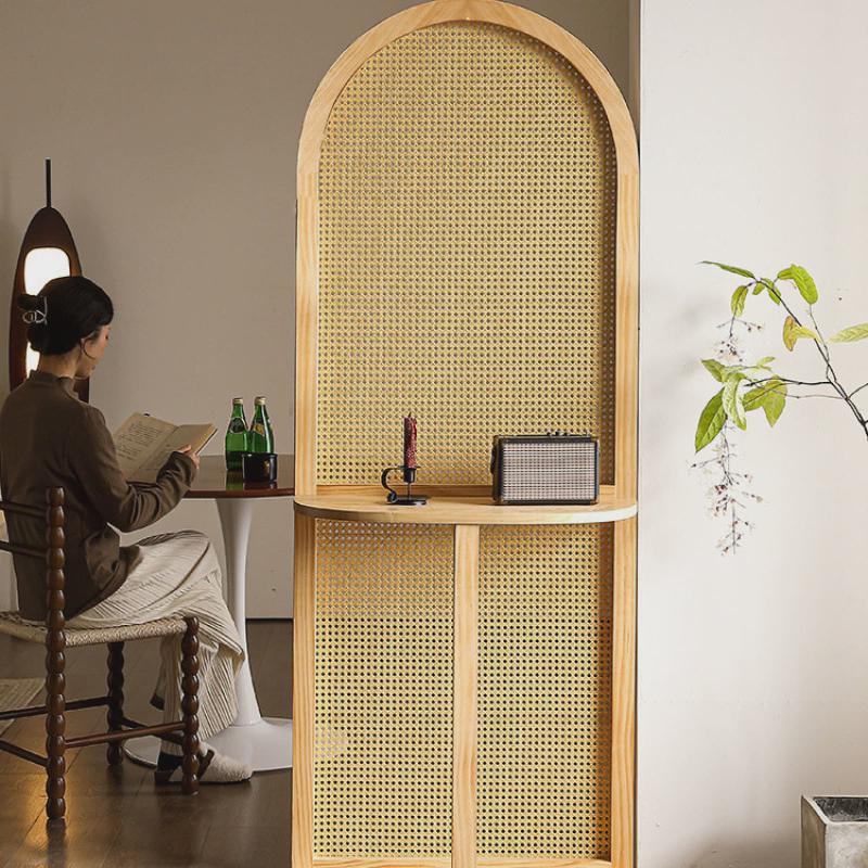 旭鹫中古风展示三角置物架复古实木藤编沙发边柜黑色家具转角墙书