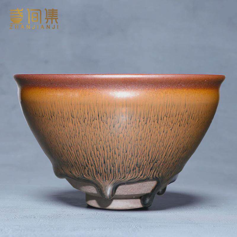 a947名家叶礼原矿兔毫建盏茶杯纯手工旺铁胎陶瓷天目盏主人杯