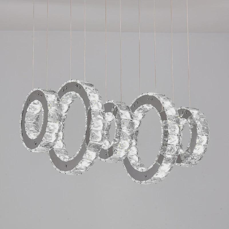 圆环水晶吊灯家用金色铁艺电镀创意后现代卧室led客厅灯厂家直供