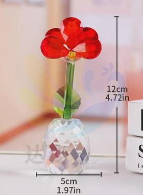 菠萝花瓣水晶摆件客厅装饰品现代简约风居家仿真花装饰水晶工艺品