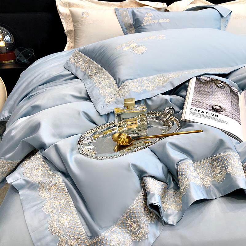 a5l欧式奢华100支公主风刺绣结婚四件套长绒棉床上用品