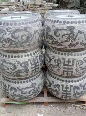 柱顶石青石仿古雕花石柱鼓柱子空心包边石柱墩木头雕花柱墩