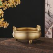 黄铜家用室内双耳三足香炉禅意宣德檀香炉摆件供奉用品香插熏香炉