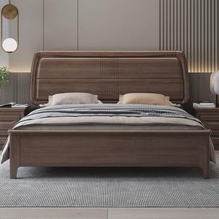 床垫赣州南康实木床箱框结构1米5加江西1900mm总长的胡桃木双人床