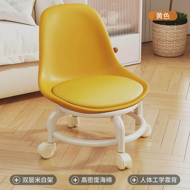 亚克力小凳子静音带万向轮儿童学步小椅子凳网红滑轮矮凳美缝新款