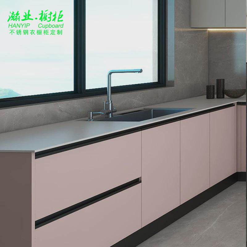 不锈钢橱柜定制现代简约智能家居吊柜厂家家用厨房组合柜一体地柜