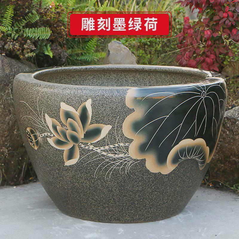 古法生态土陶瓷养金鱼缸荷花睡莲池老旧式阳台室庭院户外大号水缸