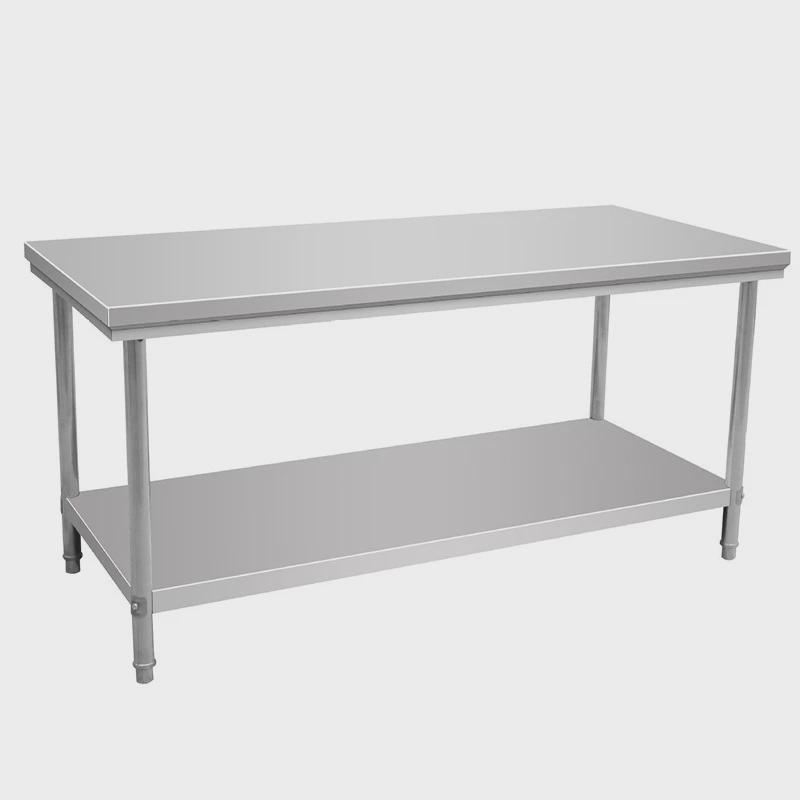 加厚不锈钢饭店工作台餐饮厨房操作台不锈钢桌子打包案双层打荷台