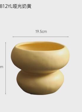 陶瓷花瓶摆件大口奶油风现代简约北欧干花插花家用客厅花器装饰
