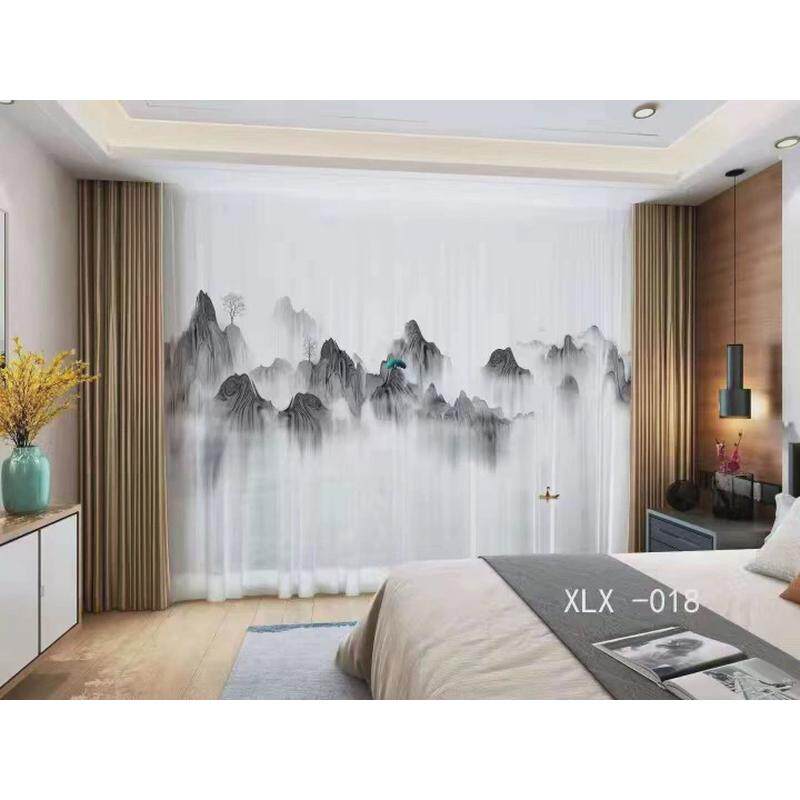 0wyv现代新中式水墨山水画风景窗帘书房卧室名宿客厅禅意纱帘窗纱