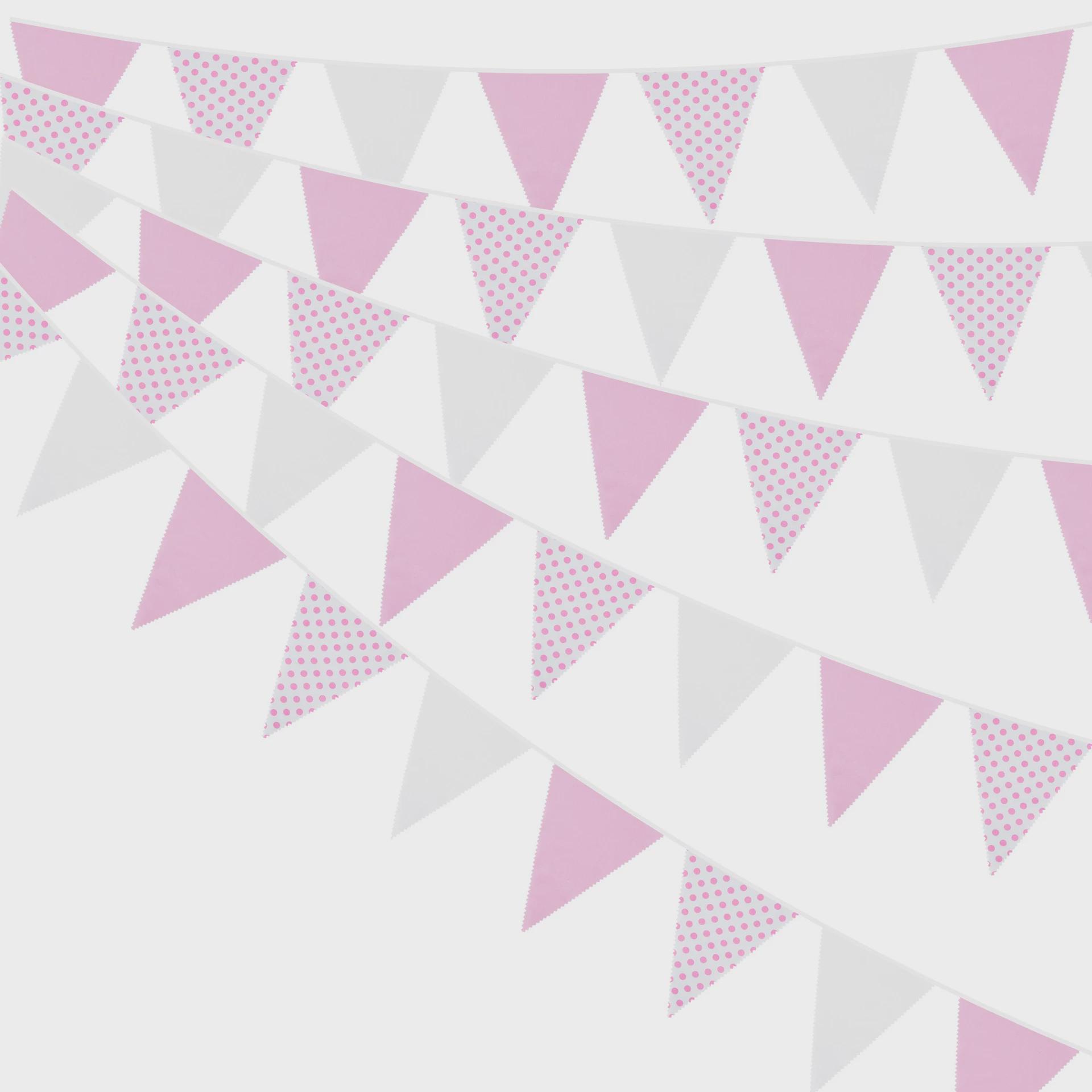 12米42西式婚礼彩色花卉波浪单层棉布三角旗生日旗拍照背景片拉旗