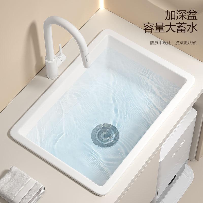 加深台中盆阳台洗衣池陶瓷台上台下盆方形大尺寸嵌入式水槽大容量