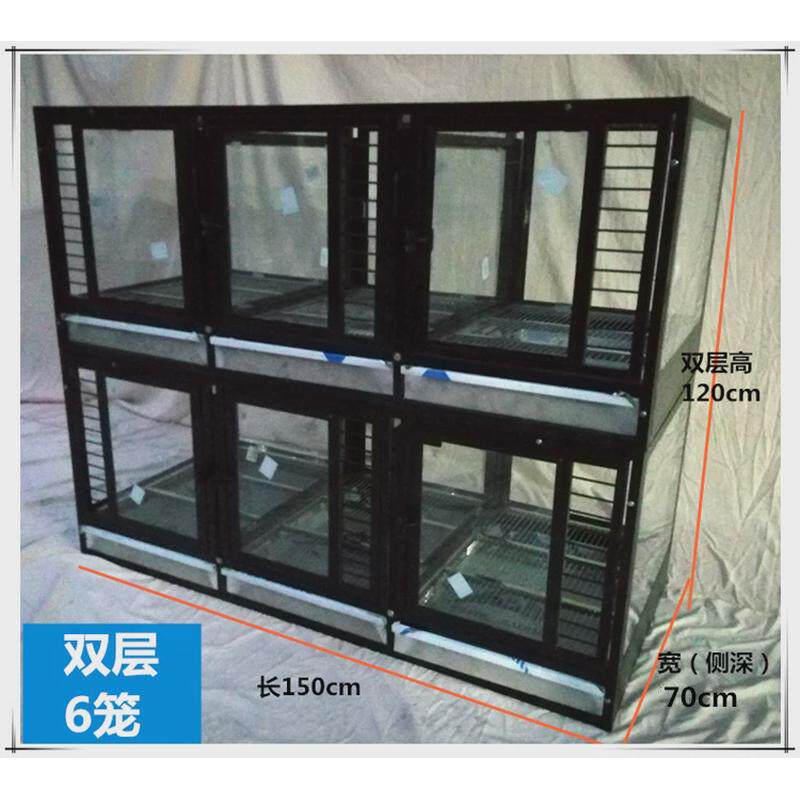 烤漆黑色宠物美容店医院304寄养观赏钢化玻璃展示柜不锈钢狗笼子
