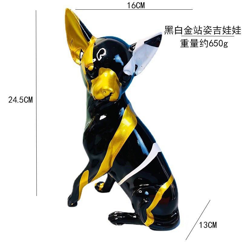 创意泼彩吉娃娃树脂客厅家居工艺品摆件入户炫彩长颈马装饰品