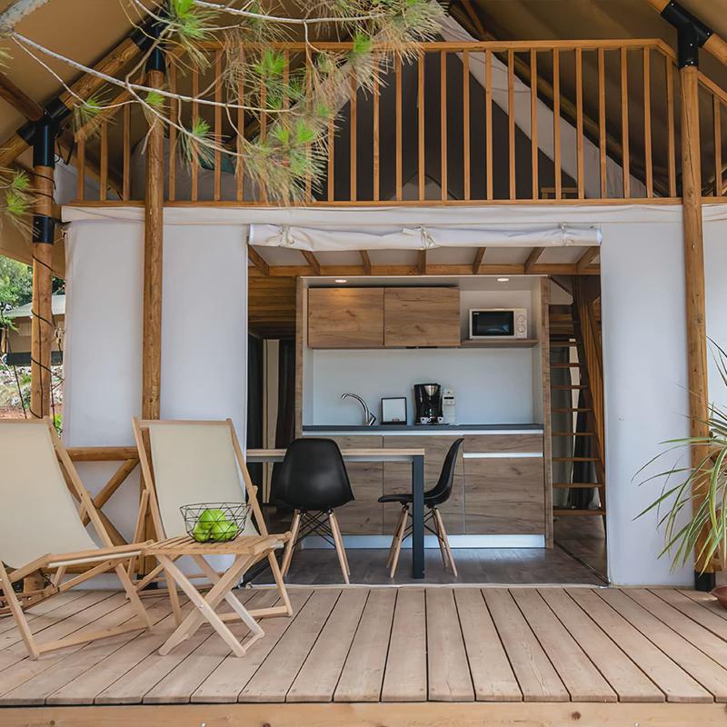 度假露营地帐篷帐篷实木帐篷复古阁楼民宿亲子多人野奢双层