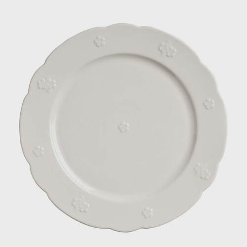 j6da莫语白瓷浮雕陶瓷盘子纯色菜盘复古圆形西餐盘家用餐具鱼盘