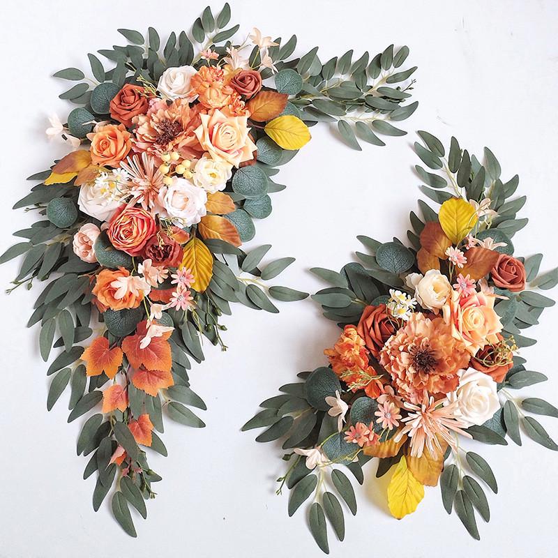 门楣花角花手工仿真花婚礼花艺拱门花水牌花仿真装饰节庆饰品