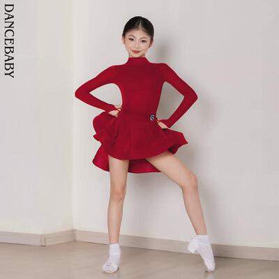 Dancebaby拉丁舞服2024秋冬新款比赛服舞蹈少儿丝绒规定服DAS773
