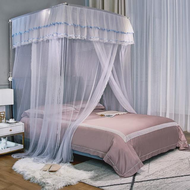 ali6u新款伸缩蚊帐家用卧室2024型三开门宫廷落地升降支架