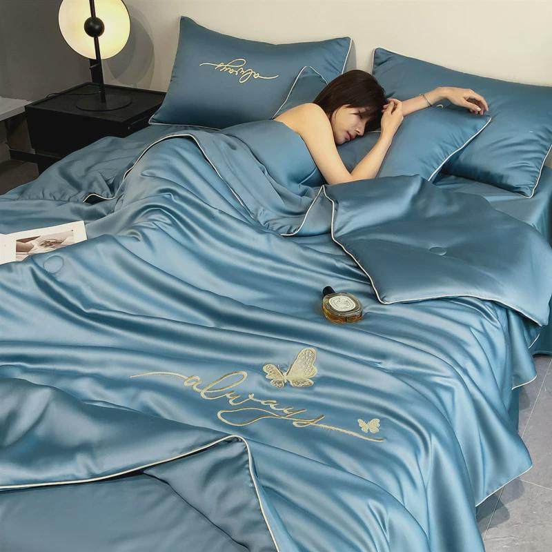 凉感水洗天丝夏凉被四件套母婴级冰丝夏被空调被夏季薄被子