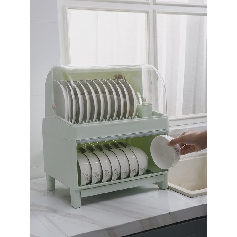 家用碗柜置物架多功能放碗筷沥水收纳盒带盖防虫装碗盘碟厨房大号