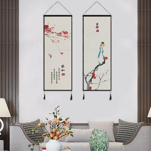 a5l家居古风长版客厅挂画挂毯装饰画新中式布艺挂画民宿墙壁挂布