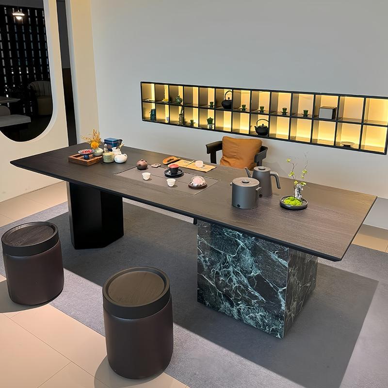 新中式实木茶桌椅组合2025新款高端胡桃木轻奢现代简约岩板泡茶桌