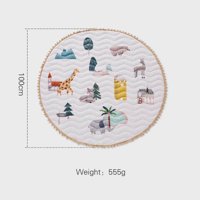 北欧风宝宝爬行垫客厅家用无味防滑儿童地毯卡通动物印花爬爬垫