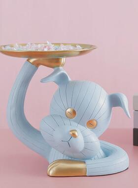 轻奢钥匙糖果首饰收纳狗托盘书桌玄关客厅茶几创意礼品置物摆件