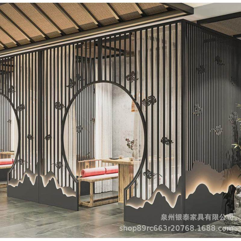 新中式铁艺茶楼茶室包间花格月亮门月洞门屏风拱门隔断墙餐厅卡座,住宅家具,座屏,淘宝优惠券,粉丝福利购,淘宝优惠卷