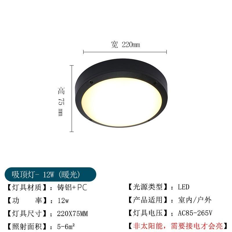 户外吸顶灯防水防虫庭院入户大门凉亭走廊过道别墅阳台led吸顶灯